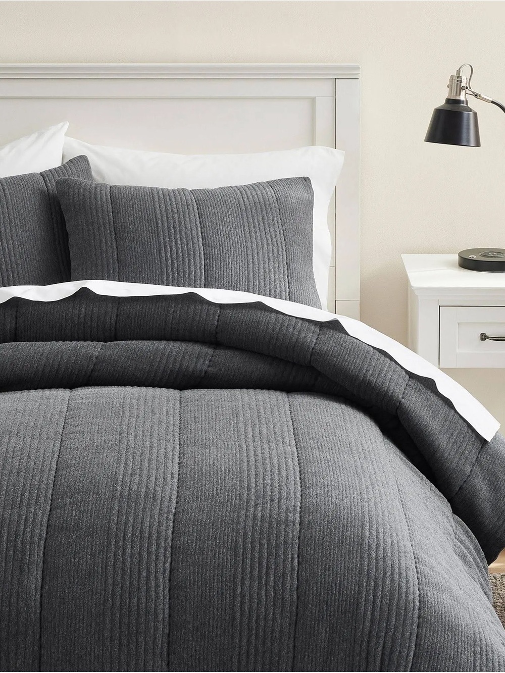 Pottery Barn Teen Charcoal Gray Quilted Cloud Comforter Set